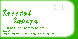 kristof kapsza business card