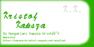 kristof kapsza business card